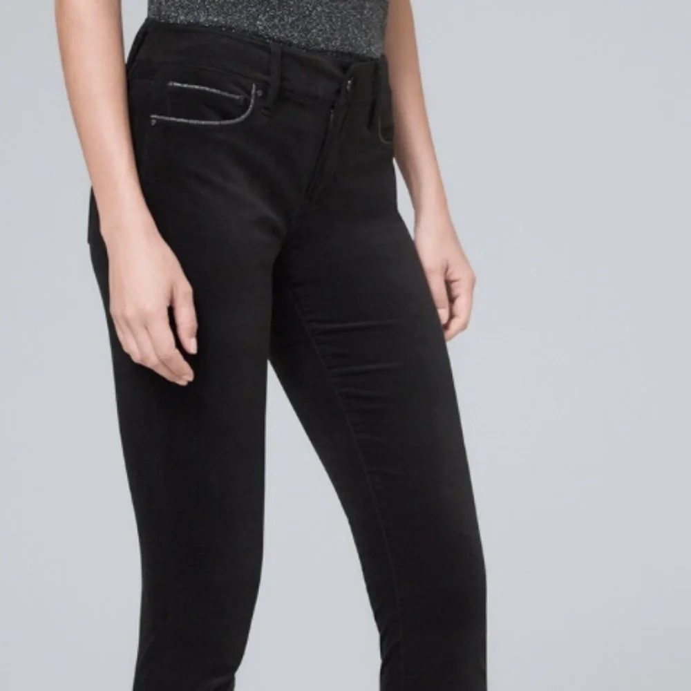 WHBM Velvet Mid Rise Skinny Jeans in Black Smoke sz 2 - Picture 2 of 8